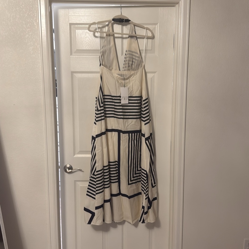 Zara Black and White Geometric Halter Dress - Picture 3 of 5